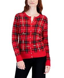 Women's Embellished Plaid Cardigan, Created for Macy's