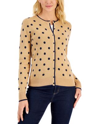 Cardigan Spense Knits à Pois Tan Et Noir - Manches 3/4 - Taille Medium - Occasion Très Bon état