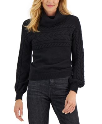 Charter Club - Mixed-Knit Cowlneck Sweater