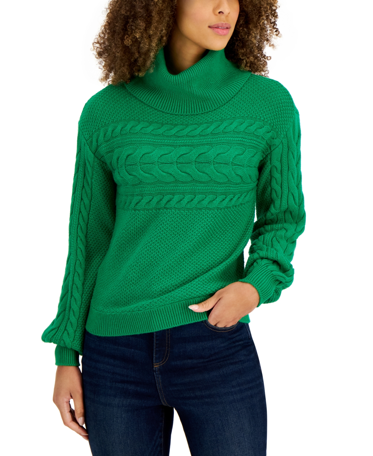 Charter Club Mixed-Knit Cowlneck Sweater, Created for Macy's