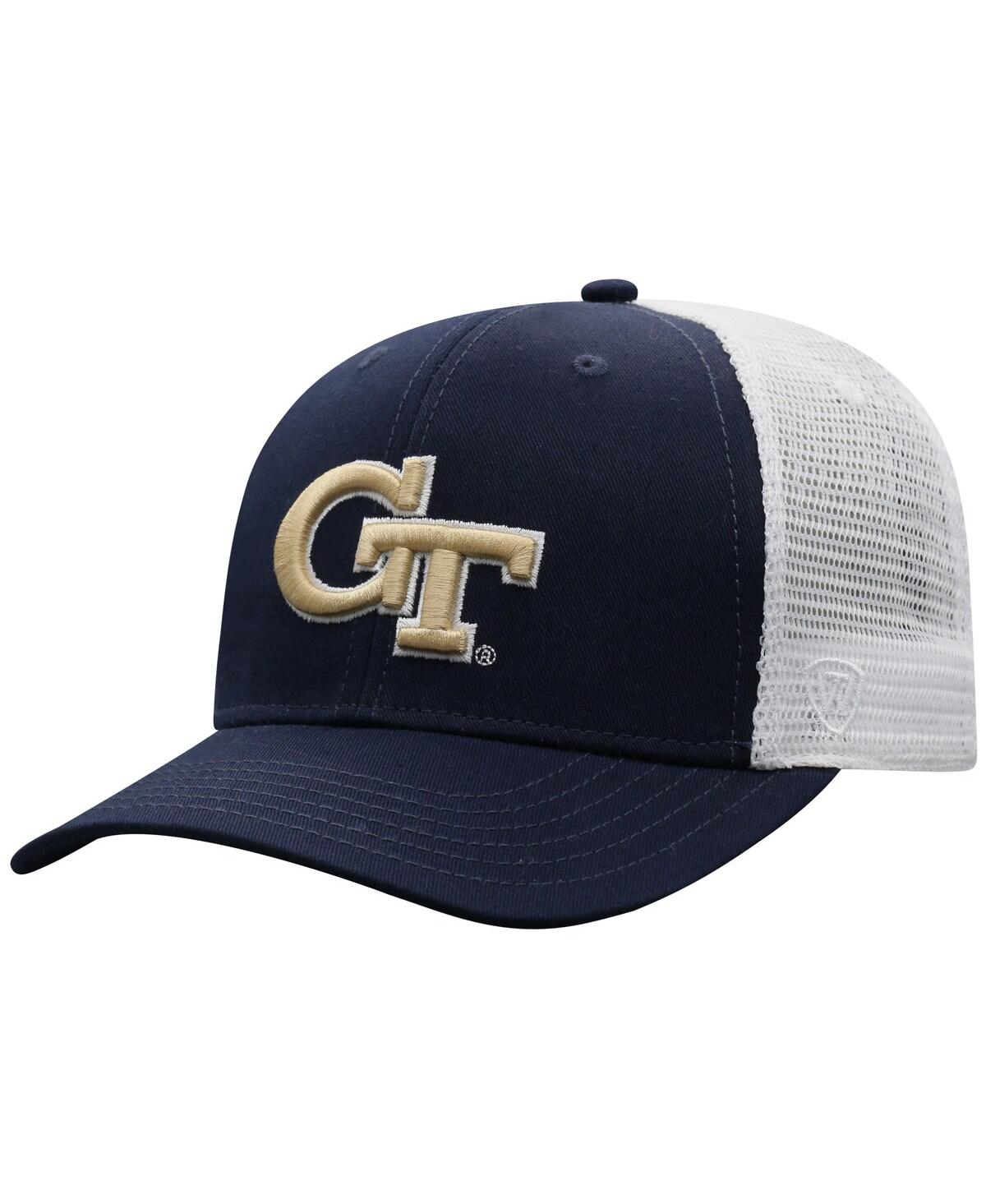 Shop Top Of The World Men's  Navy, White Georgia Tech Yellow Jackets Trucker Snapback Hat In Navy,white