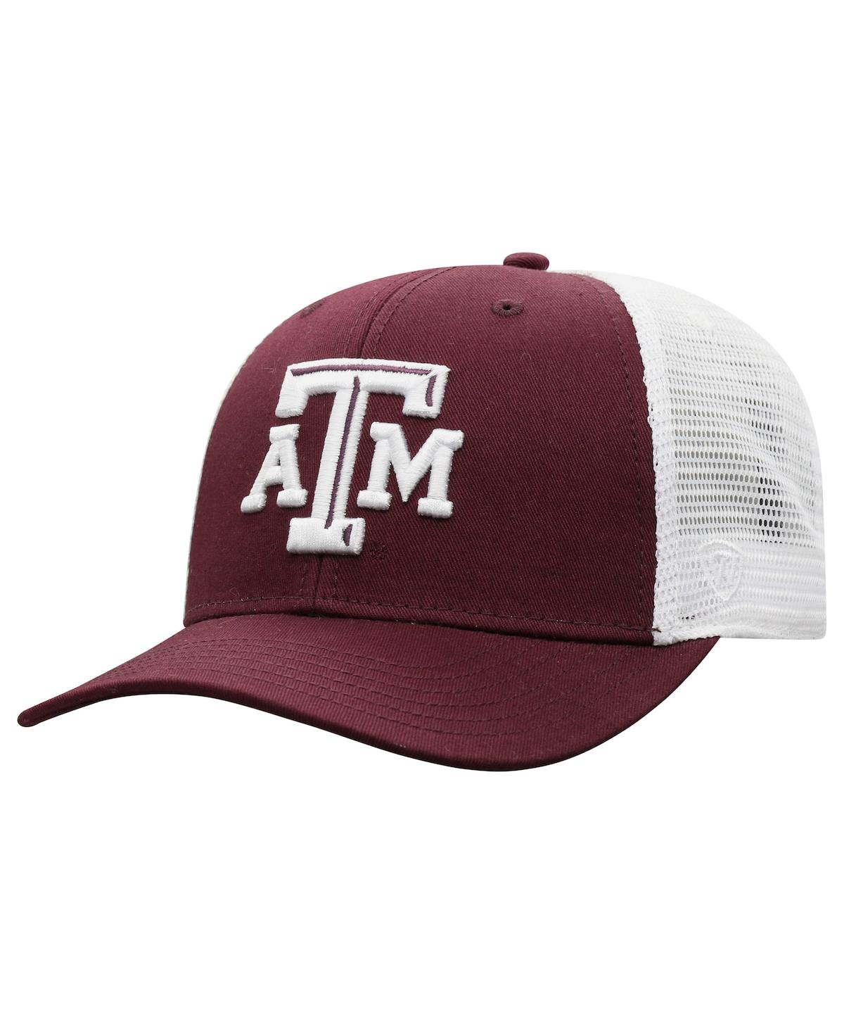 TOP OF THE WORLD MEN'S TOP OF THE WORLD MAROON, WHITE TEXAS A&M AGGIES TRUCKER SNAPBACK HAT