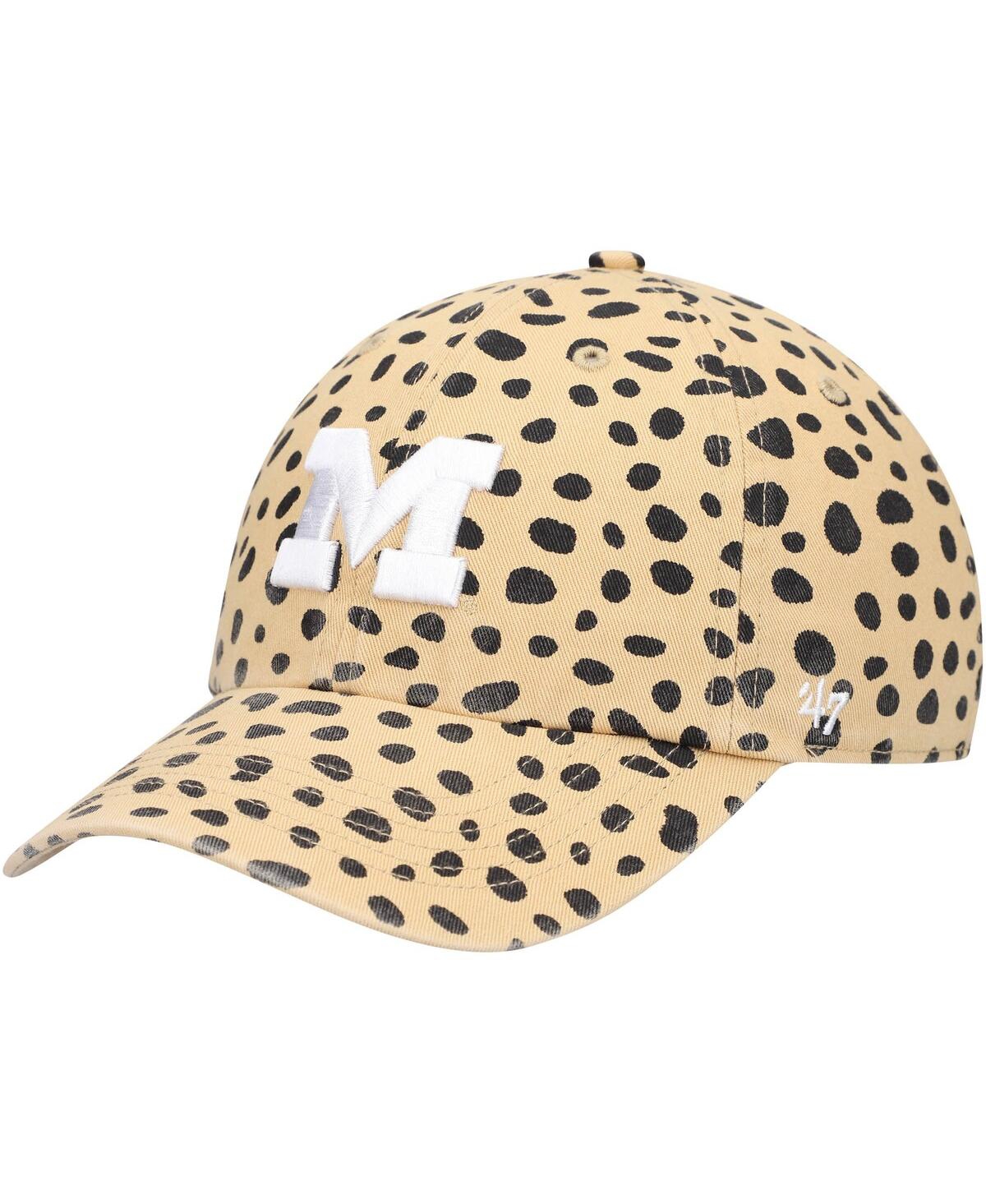 47 Brand Women's ' Tan Michigan Wolverines Cheetah Clean Up Adjustable Hat