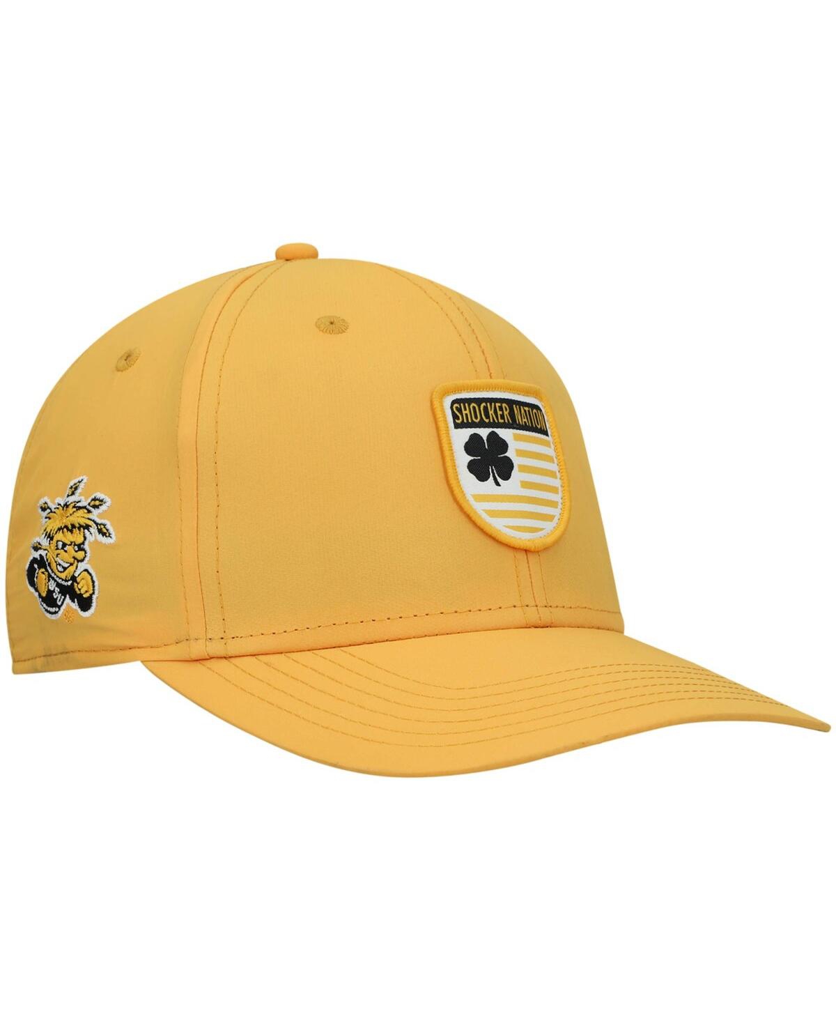 BLACK CLOVER MEN'S YELLOW WICHITA STATE SHOCKERS NATION SHIELD SNAPBACK HAT 