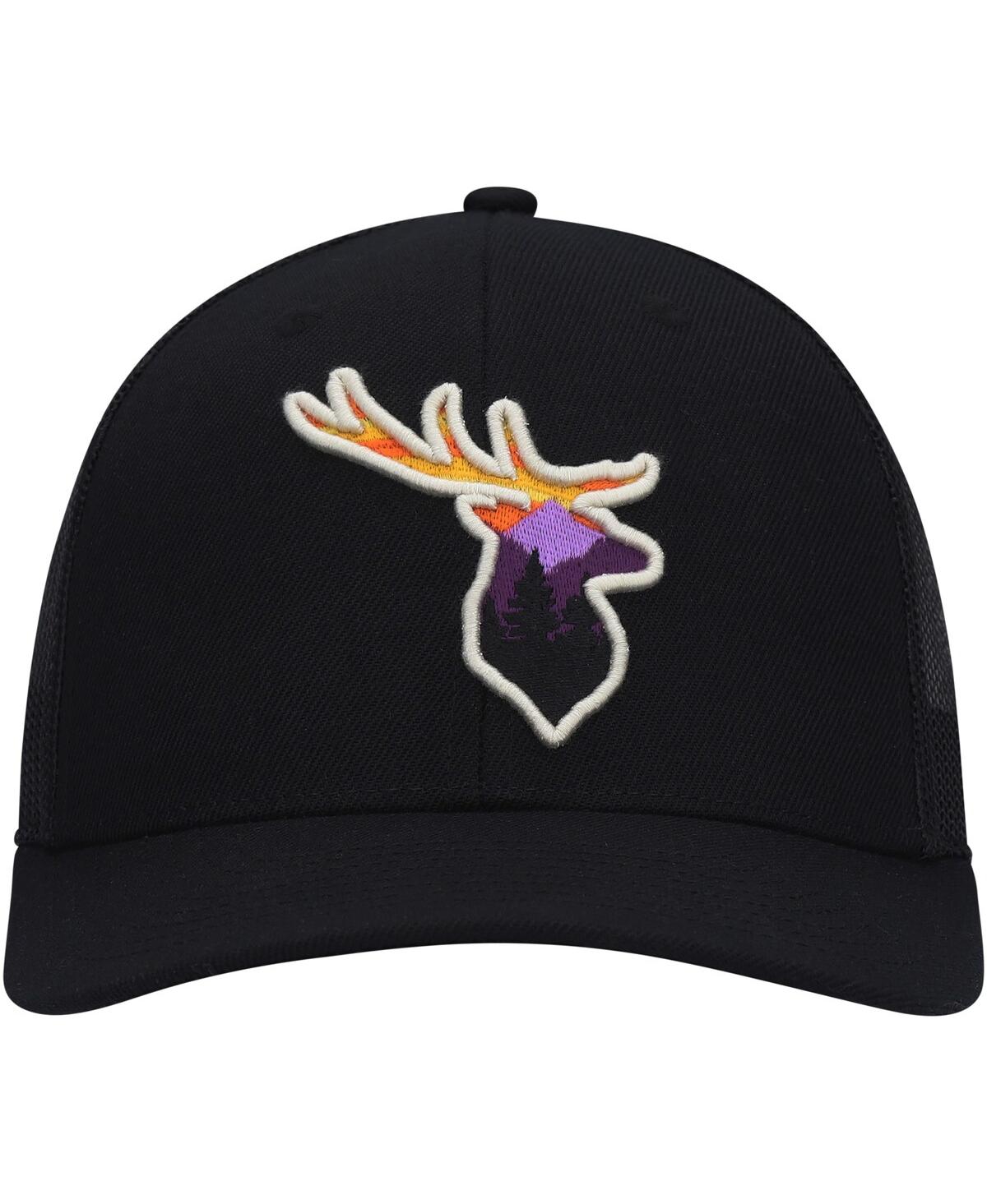 Shop Local Crowns Men's  Black Deer Animal Collection Forest Views Trucker Snapback Hat