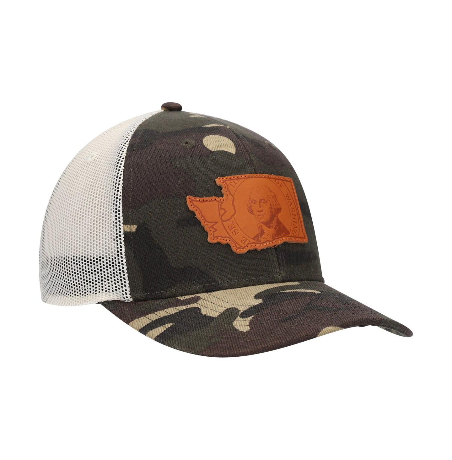 Мужская кепка Local Crowns Camo Washington Icon Woodland State Patch Trucker Snapback Hat — фото 4