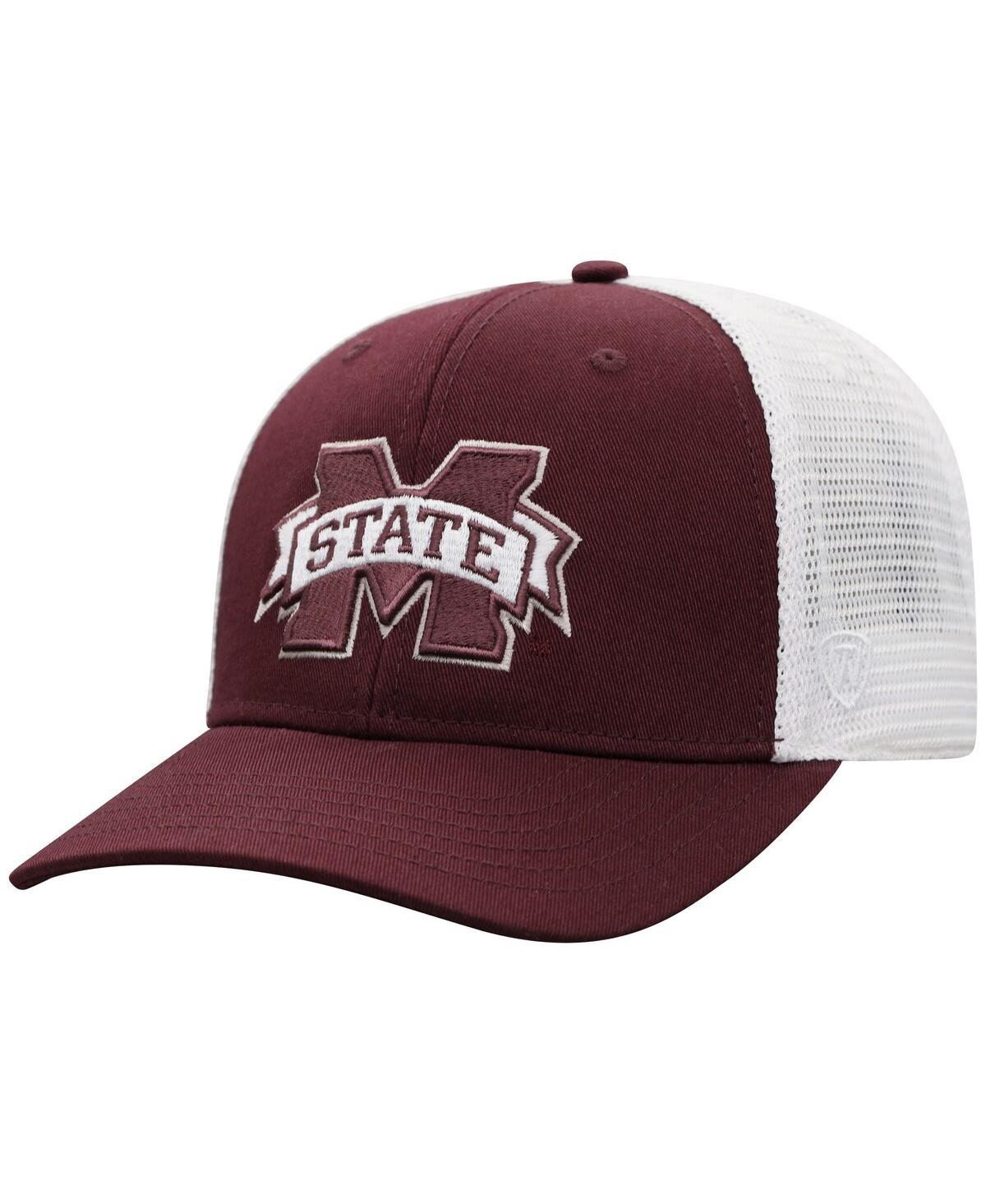 Top Of The World Men's  Maroon, White Mississippi State Bulldogs Trucker Snapback Hat In Maroon,white