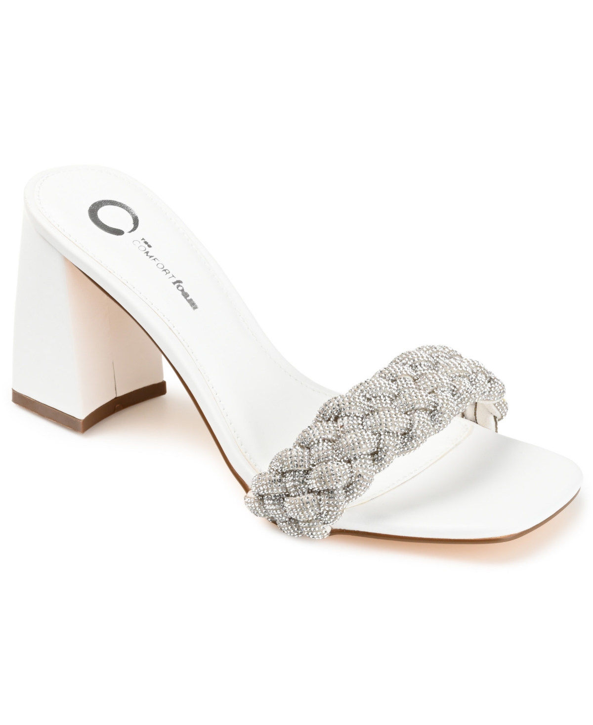 Journee Collection Women's Sashaa Braided Rhinestone Sandals In White