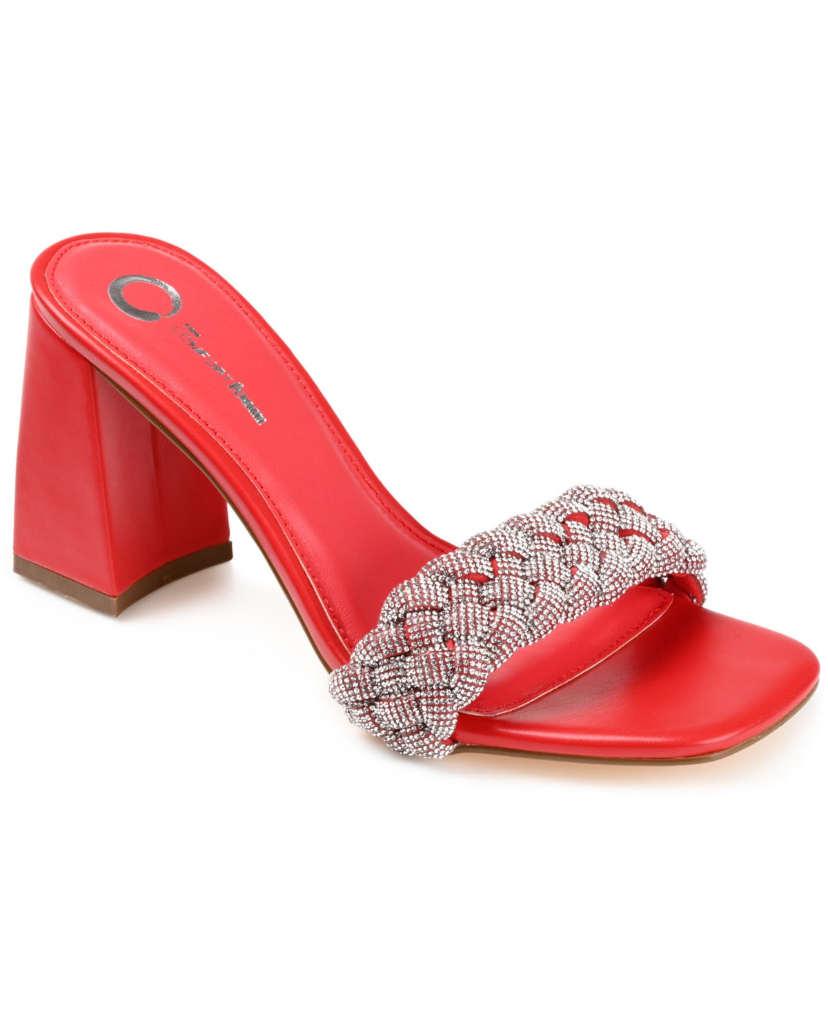 Journee Collection Women's Sashaa Braided Rhinestone Sandals In Red