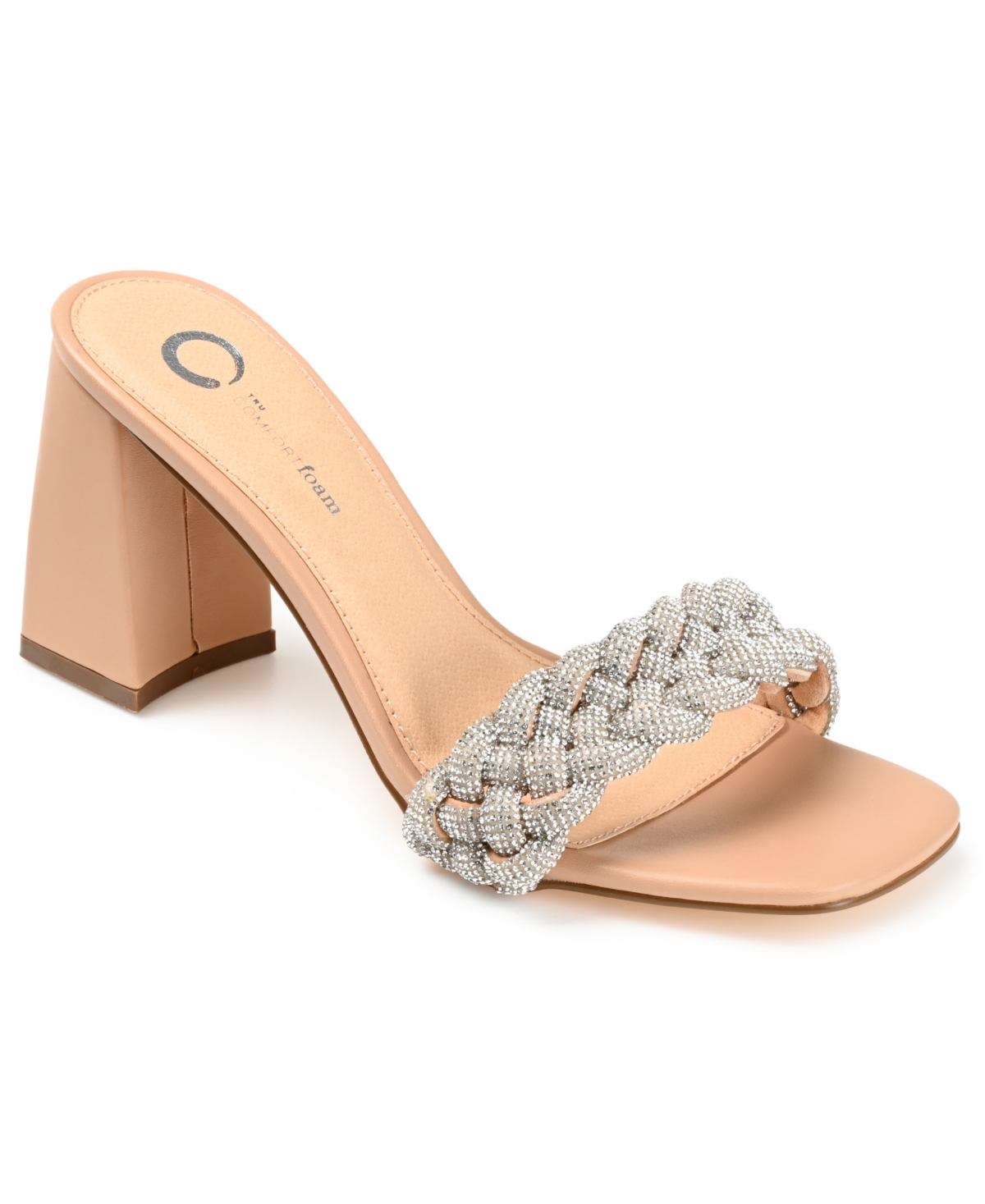 Journee Collection Women's Sashaa Braided Rhinestone Sandals Women's Shoes In Nude