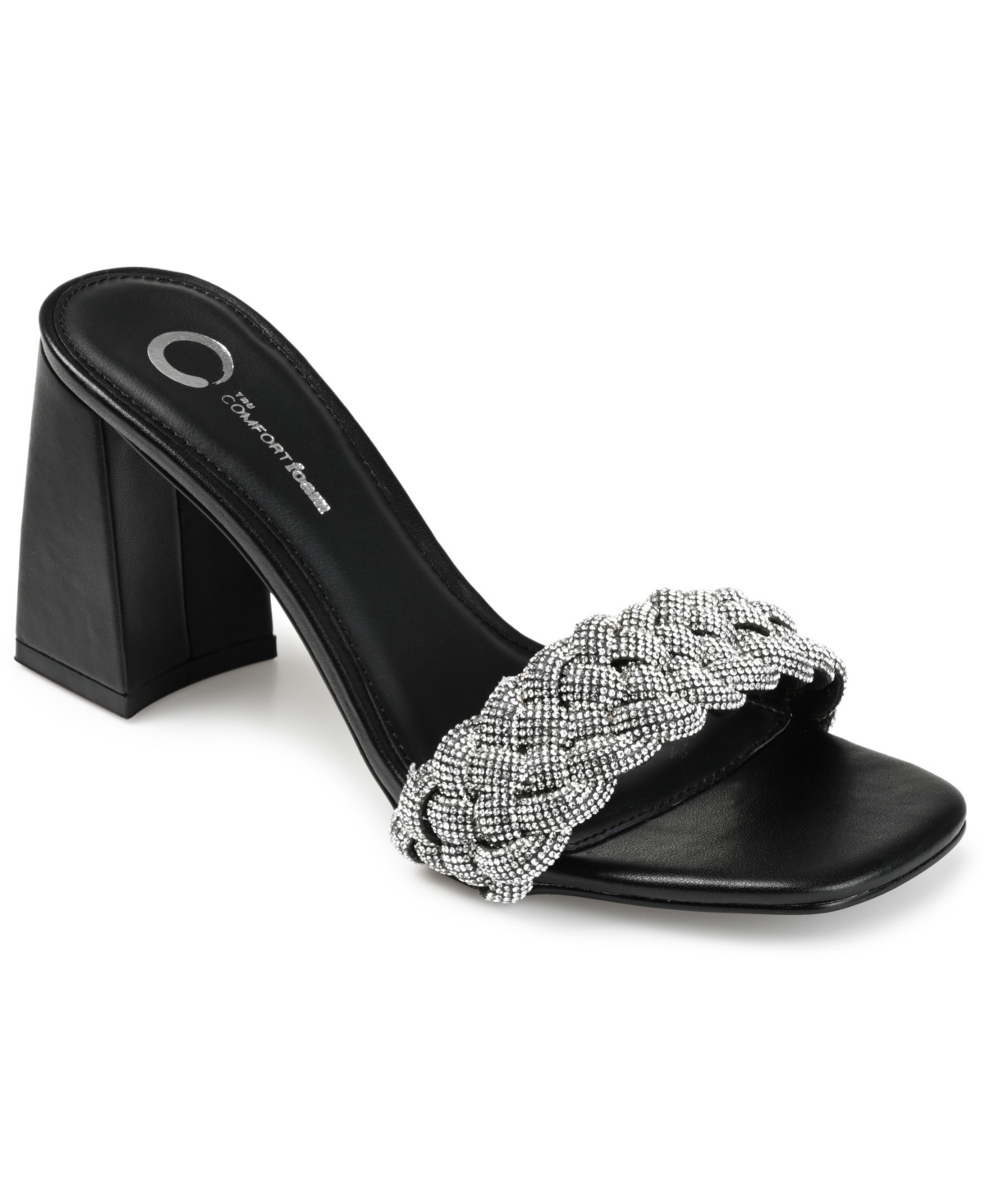 Journee Collection Women's Sashaa Braided Rhinestone Sandals In Black