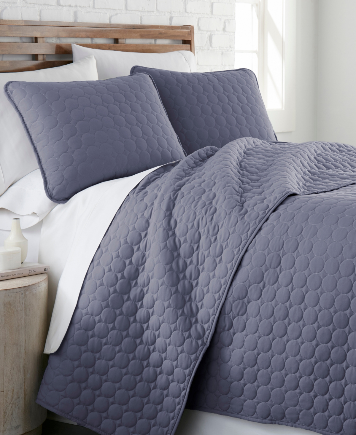 Southshore Fine Linens Ultra-soft Lightweight Embroidered 3-pc. Quilt Set, Full/queen In Denim