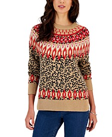 Women's Cheetah Fair Isle Sweater, Created for Macy's