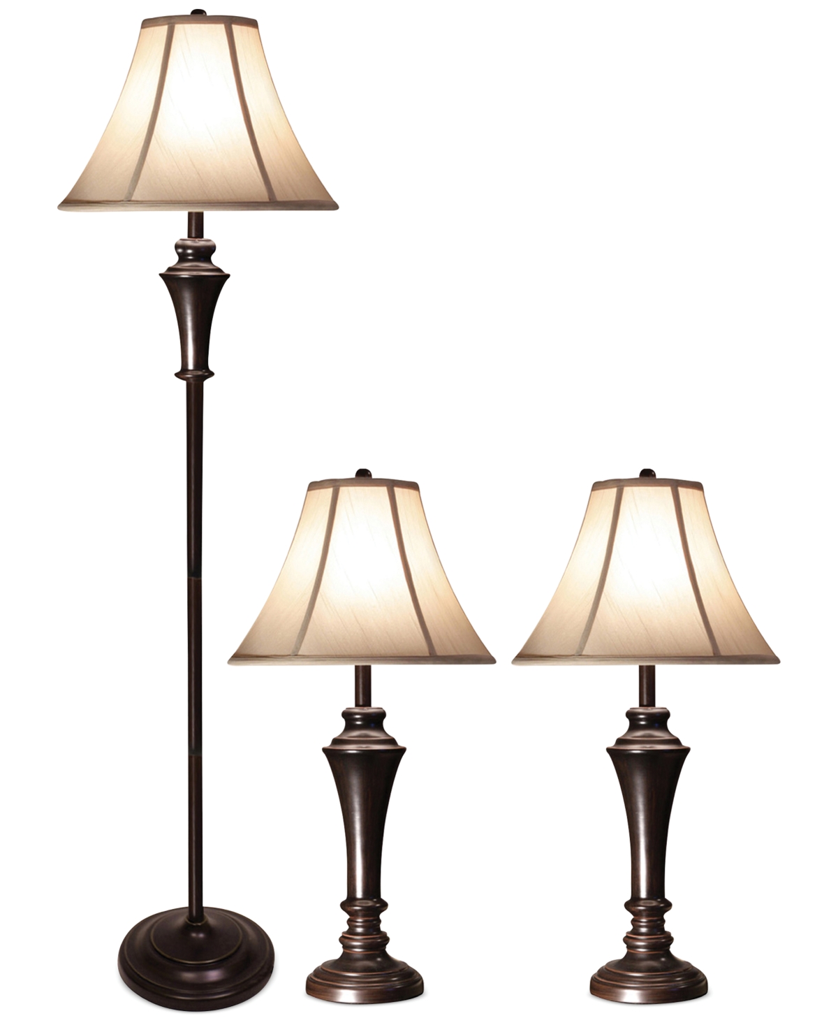 Stylecraft Aged Bronze Steel Lamps, 3 Piece In Black,taupe