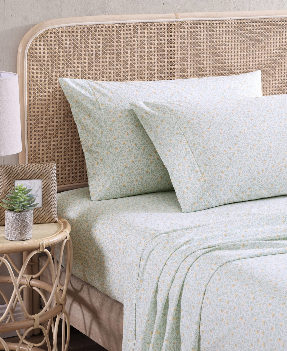 Tommy Bahama Home Crane Flower Cool Zone 200 Tc Percale Cotton 4 Piece Sheet Set,