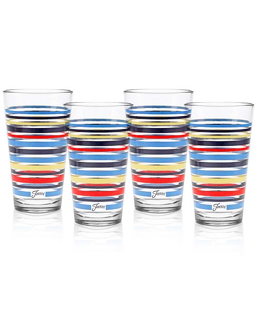 Fiesta Scarlet Stripe Set of 4 Highball Glasses Glassware & Drinkware