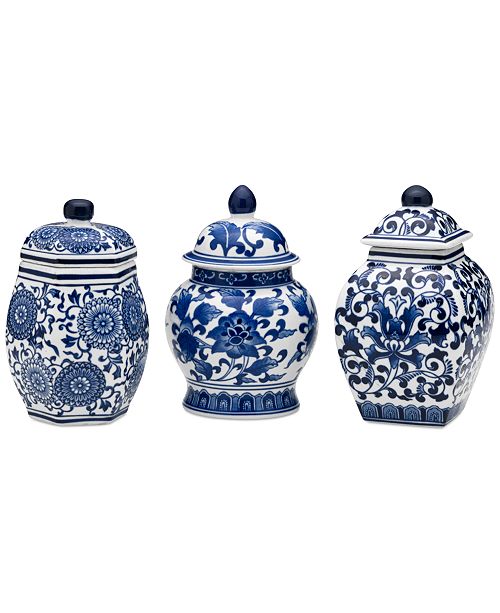 Mikasa Bombay Set Of 3 Blue And White Ceramic Jars Reviews Macy S
