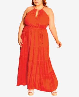 City Chic Trendy Plus Size Sun Lover High Halter Neck Maxi Dress - Macy's