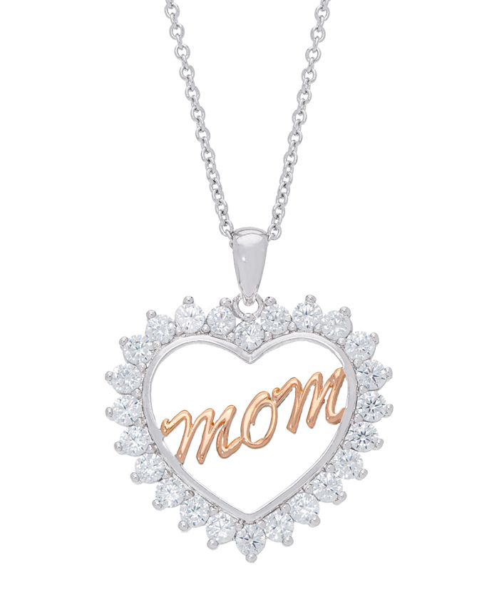 Macy's Women's Fine Silver Plated Cubic Zirconia Rose Colored Mom