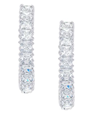 Women's Fine Silver Plated Cubic Zirconia Hoop Earrings