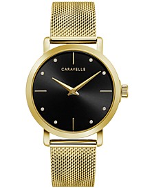 Women's Crystal Accent Gold Tone Stainless Steel Mesh Bracelet Watch 36mm