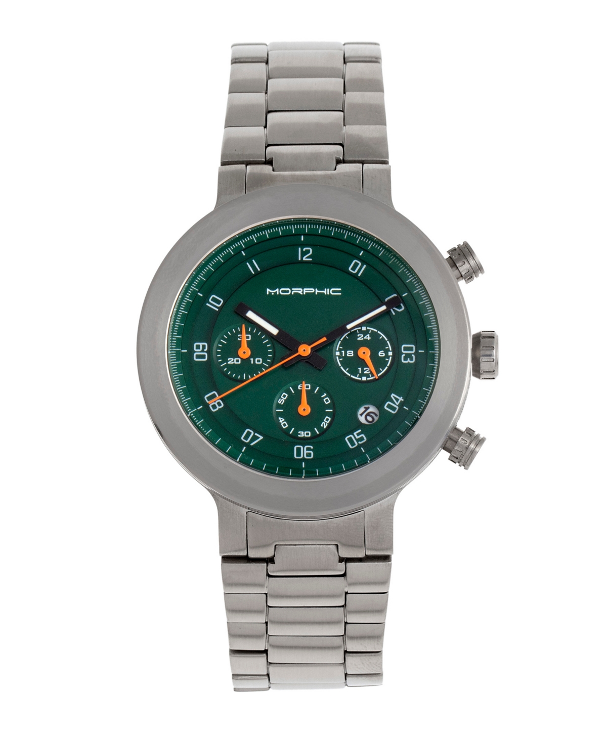 M78 Series Silver-tone or Gold-tone or Rose Gold Bracelet Chronograph Watch, 46mm - Silver-Tone, Green