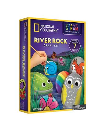 NATIONAL GEOGRAPHIC Glow in The Dark Rock Painting Kit - Crafts for Kids,  Decorate 15 River Rocks with 15 Paint Colors & Art Supplies