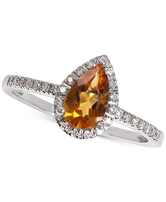 Macy s Citrine 3 4 ct. t.w. Diamond 1 6 ct. t.w. Halo Ring