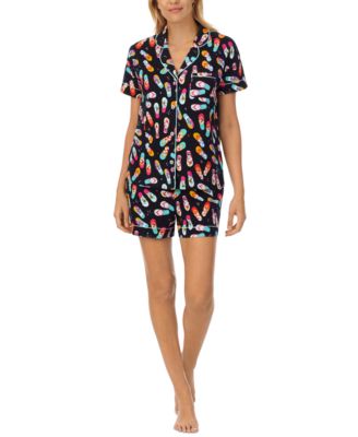 Cuddl Duds - Notch Collar Boxer Shorts Pajama Set