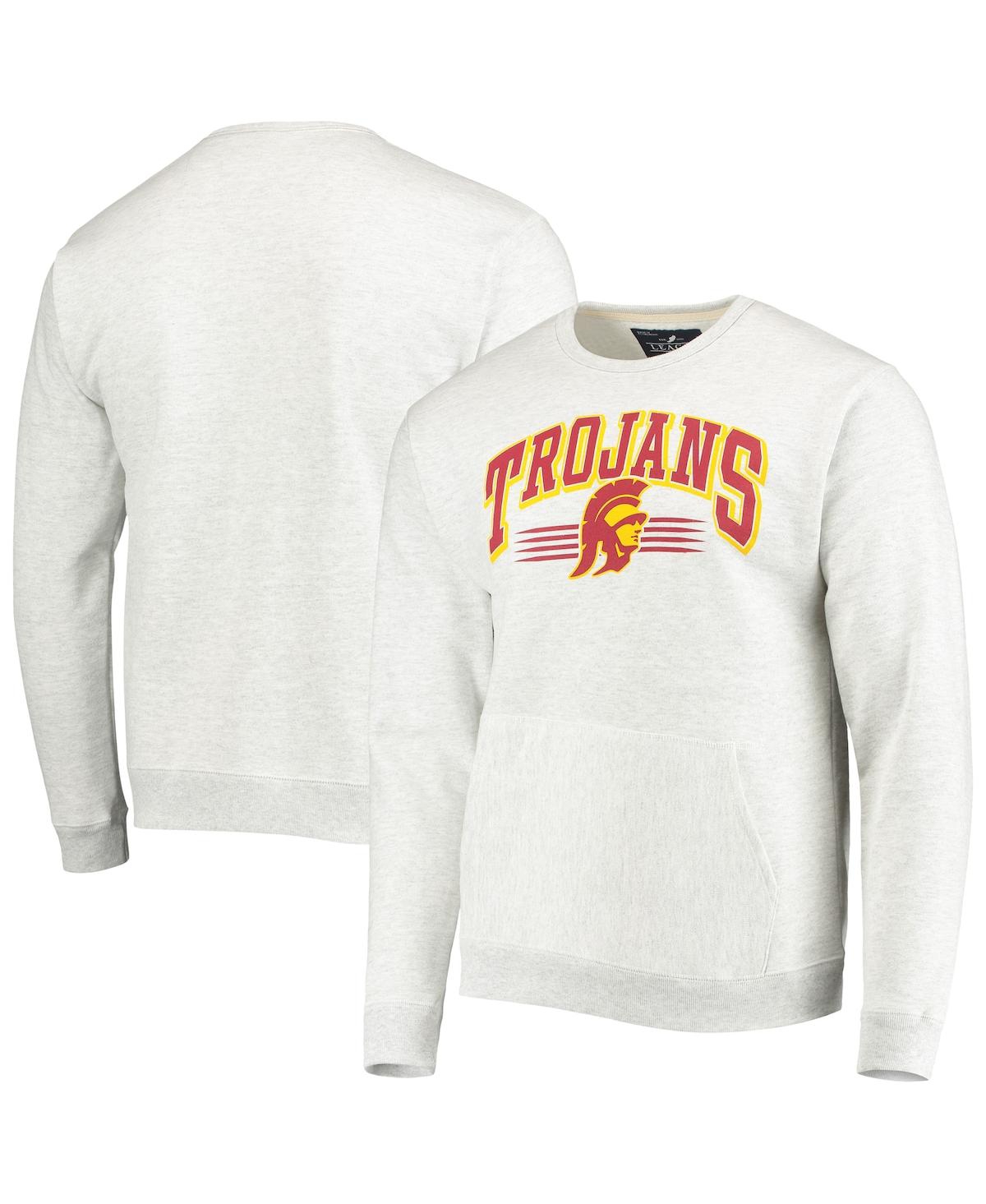League Collegiate Wear Men's  Heathered Gray Usc Trojans Upperclassman Pocket Pullover Sweatshirt
