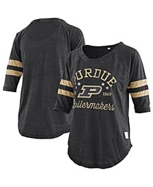 Women's Black Purdue Boilermakers Plus Size Jade Vintage-Inspired Washed 3/4-Sleeve Jersey T-shirt