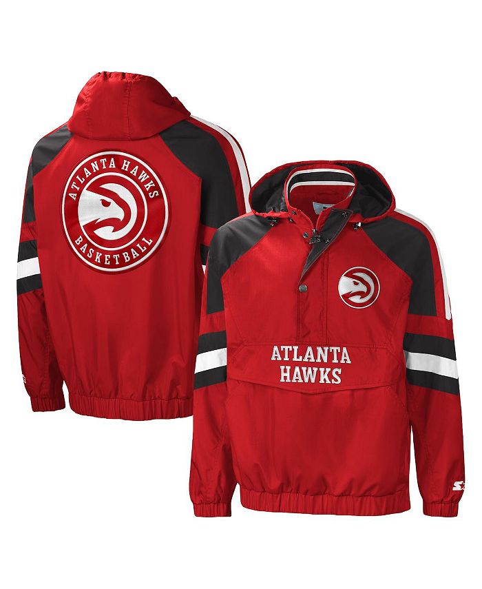 Starter Men's Red, Black Atlanta Hawks The Pro II Half-Zip Jacket