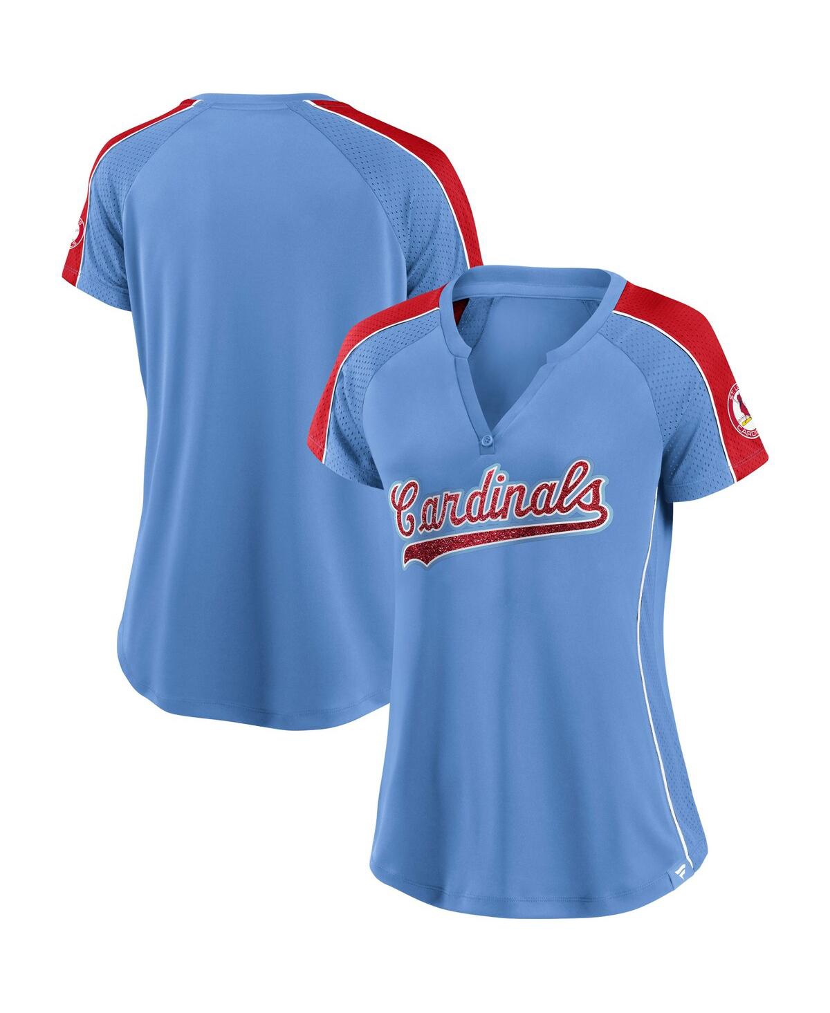 Fanatics Branded Light Blue/red St. Louis Cardinals True Classic League Diva Pinstripe Raglan V-neck In Blue,red