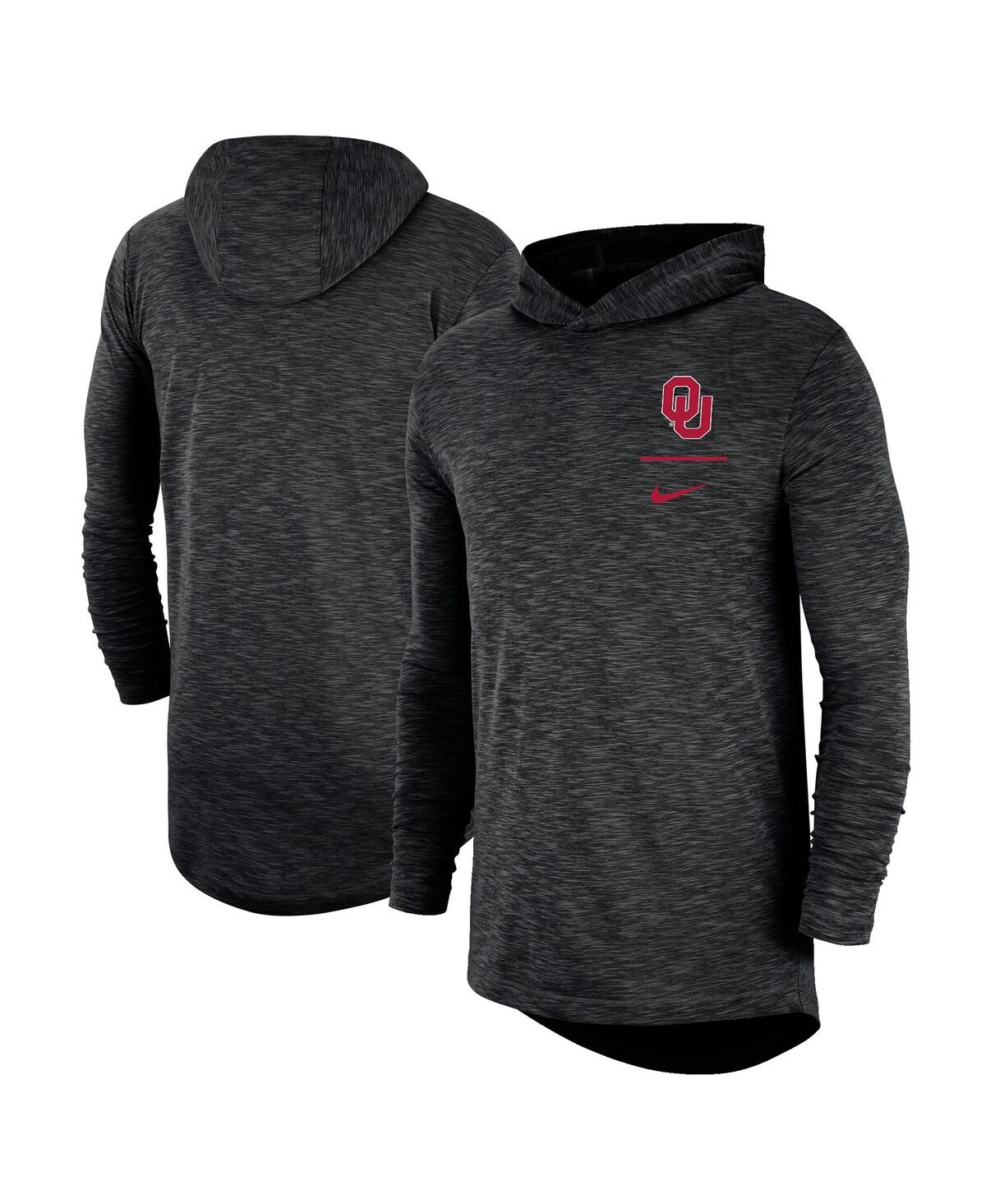 Nike Black Oklahoma Sooners Slub Performance Long Sleeve Hoodie T-shirt In Black
