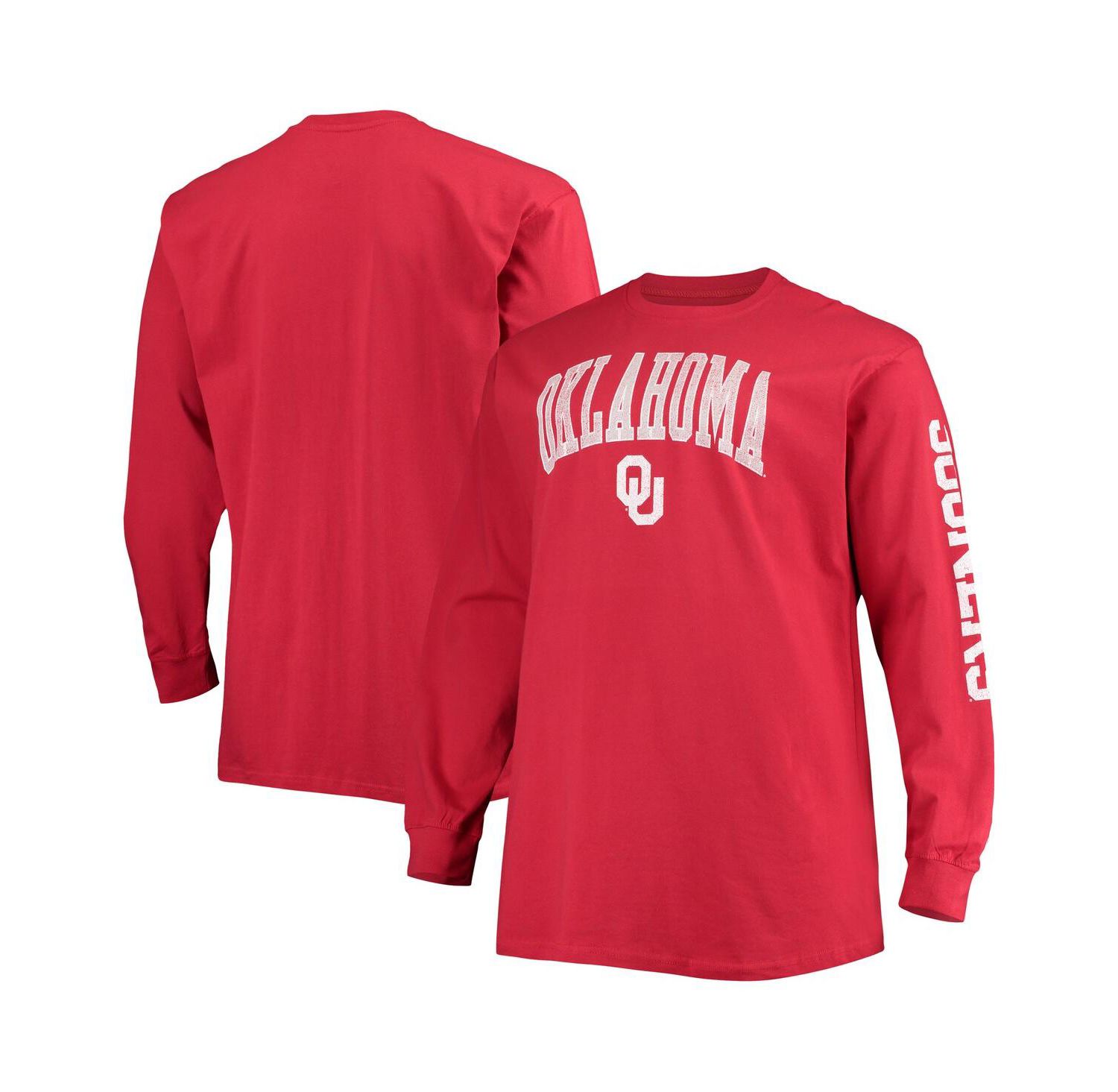 Men's Crimson Oklahoma Sooners Big and Tall 2-Hit Long Sleeve T-shirt