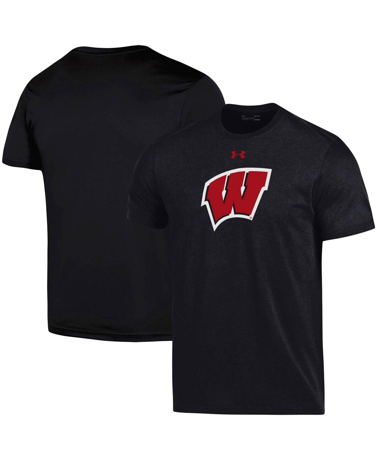Shop Under Armour Men's  Black Wisconsin Badgers School Logo Performance Cotton T-shirt