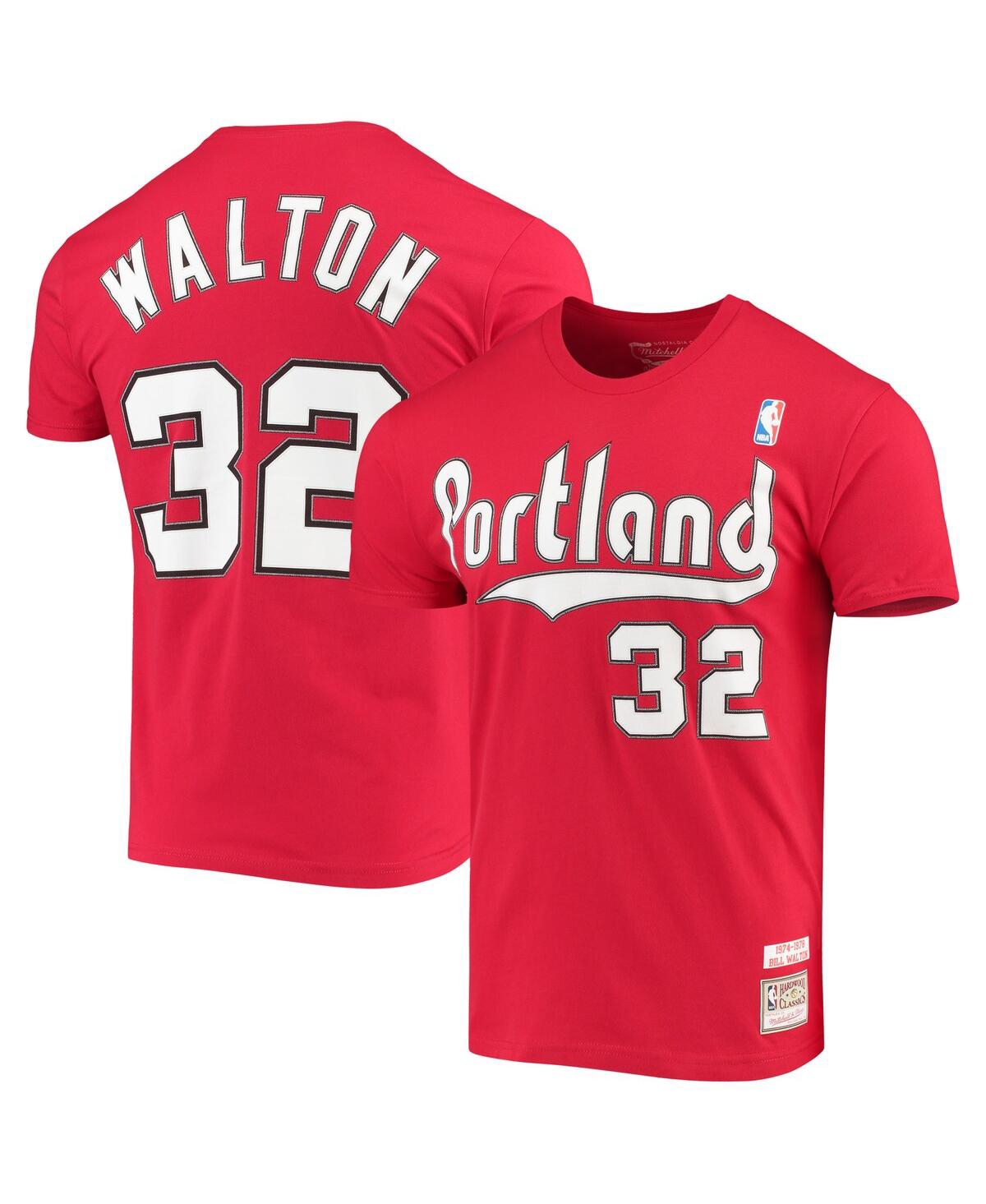 Shop Mitchell & Ness Men's  Bill Walton Red Portland Trail Blazers Hardwood Classics Player Name And Numbe