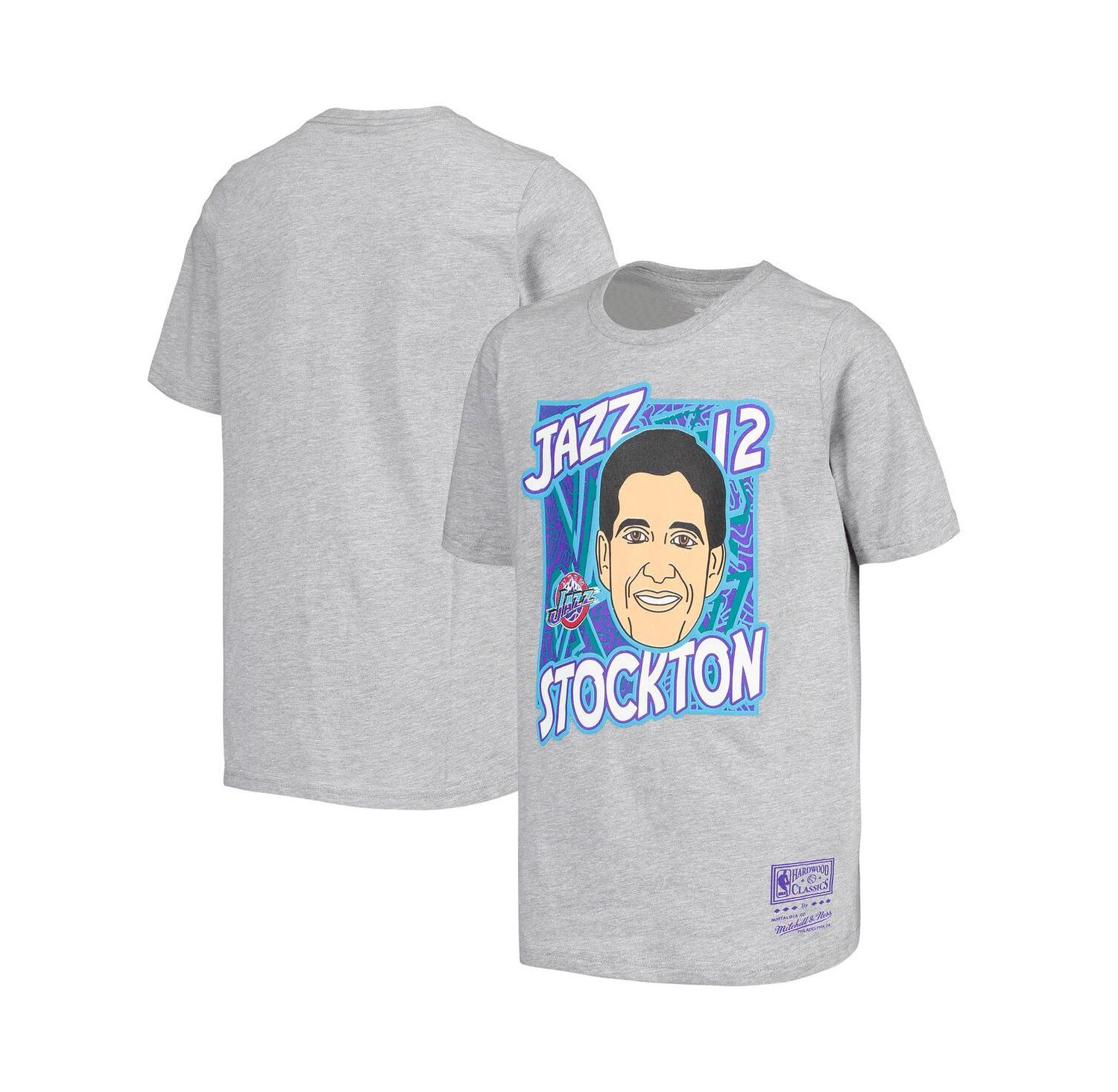 Big Boys John Stockton Gray Utah Jazz Hardwood Classics King of the Court Player T-shirt