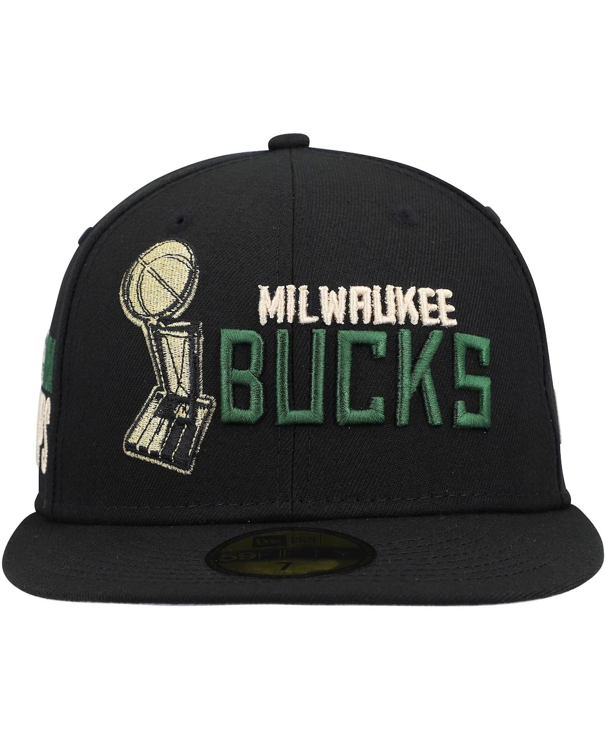 Men's New EraMilwaukee Bucks Champs Trophy 59Fifty Fitted Hat - Black