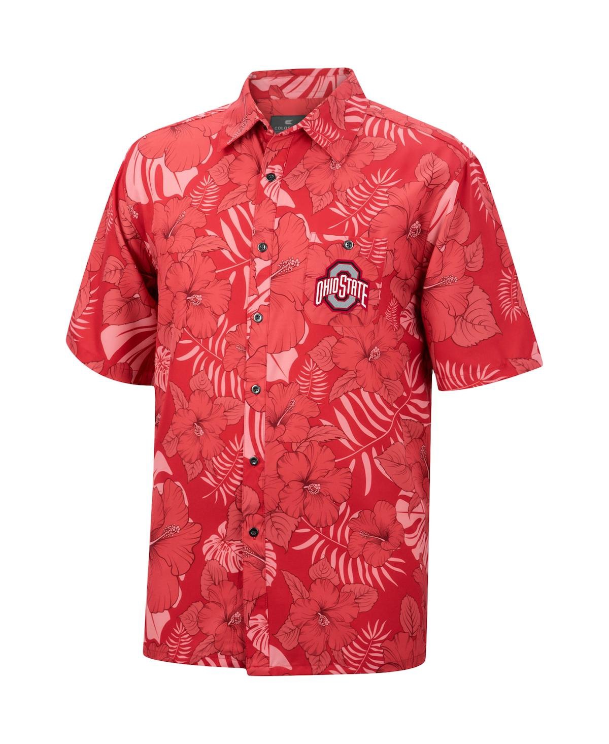 Colosseum Scarlet Ohio State Buckeyes The Dude Camp Button-up Shirt In Scarlet