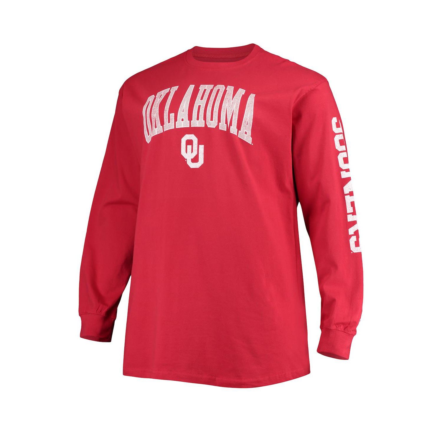 Men's Crimson Oklahoma Sooners Big and Tall 2-Hit Long Sleeve T-shirt