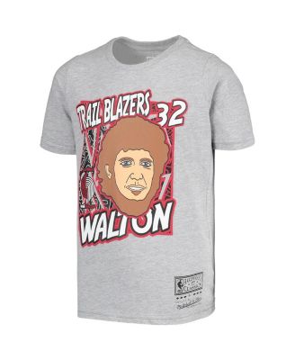 Big Boys Bill Walton Gray Portland Trail Blazers Hardwood Classics King of the Court Player T-shirt