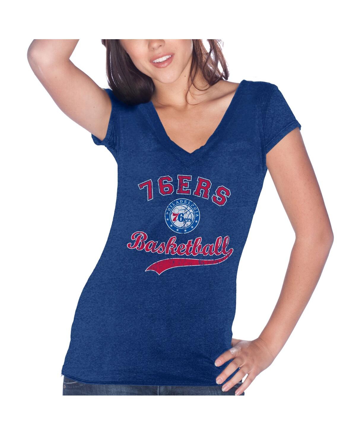 Shop Majestic Women's  Threads Ben Simmons Royal Philadelphia 76ers Name & Number Tri-blend V-neck T-shirt