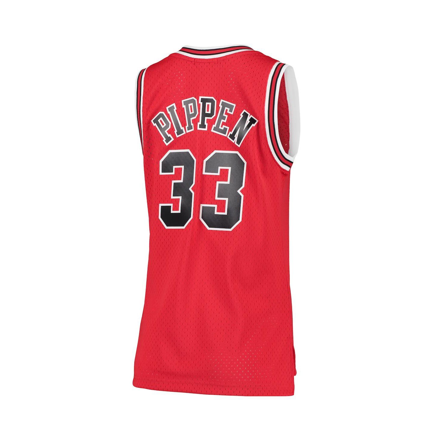 Женский топ Mitchell & Ness Scottie Pippen Red Chicago Bulls 1997-98 Hardwood Classics Swingman Jersey — фото 4
