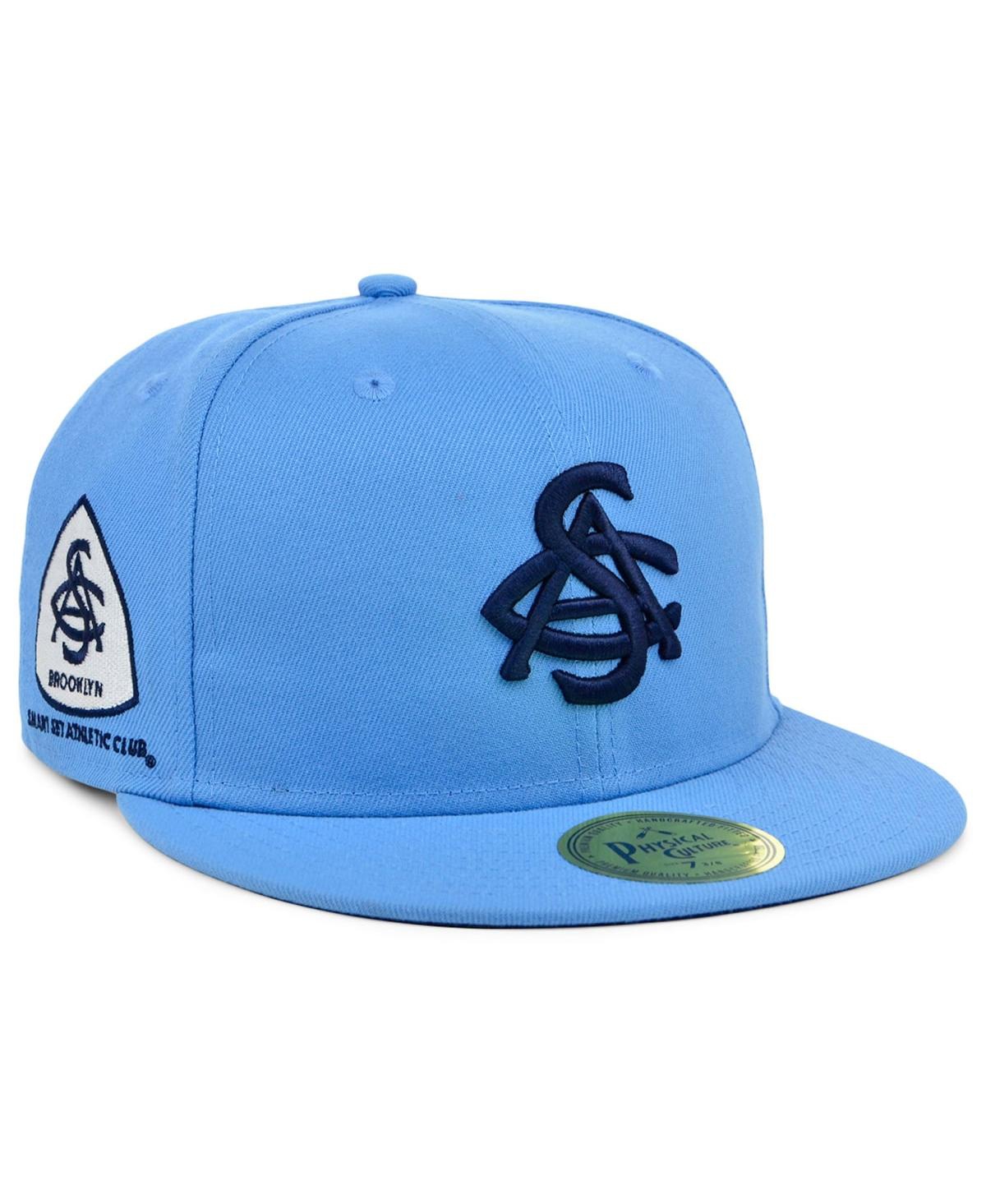Shop Physical Culture Men's  Light Blue Smart Set Athletic Club Of Brooklyn Black Fives Fitted Hat