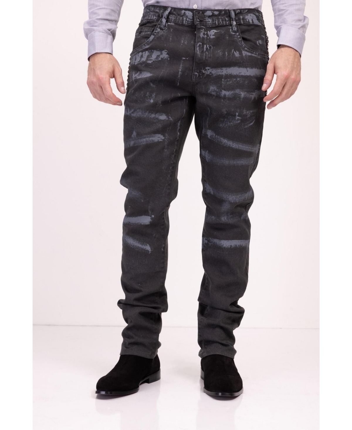 Men's Modern Swiped Denim Jeans - Black
