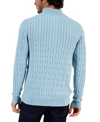 Club Room Mens Sweater Blue Size 2XL Pullover Quarter-Zip Cable-Knit $65 221 