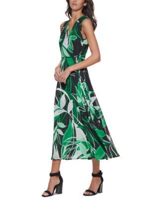 calvin klein printed midi dress