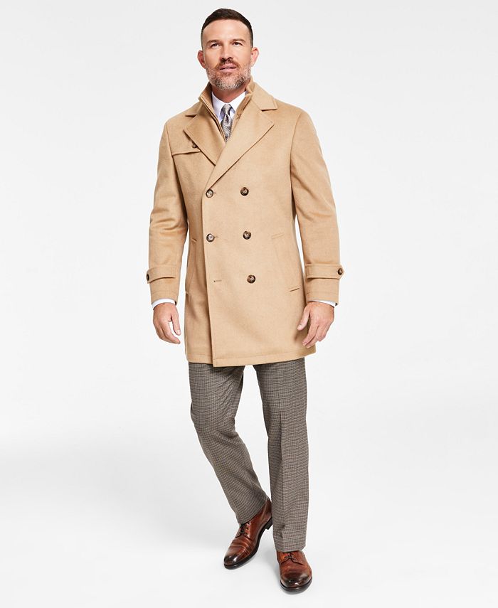 Lauren Ralph Lauren Men's Classic-Fit Camel Solid Double-Breasted Overcoat  with Attached Bib & Reviews - Coats & Jackets - Men - Macy's
