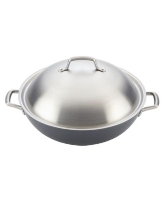 Accolade Forged Hard-Anodized Nonstick Wok with Lid, 13.5-Inch, Moonstone